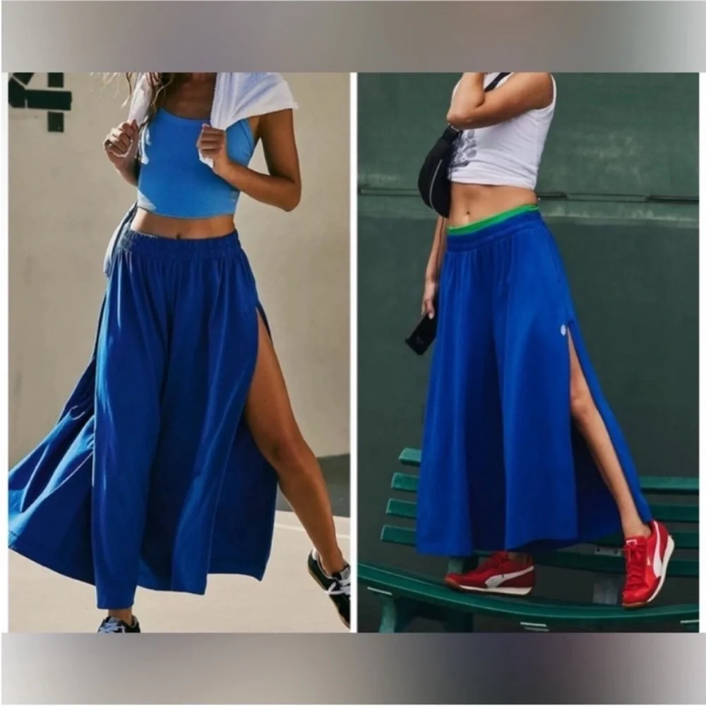 NWOT Free People FP Movement Hot Shot Slit Wide Leg Pants - ultra indigo - XS, L